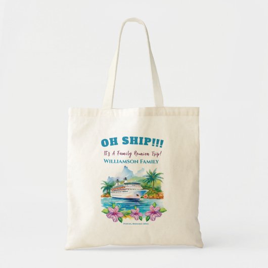 Grappig eiland cruiseschip familie reünie tote bag (Voorkant)