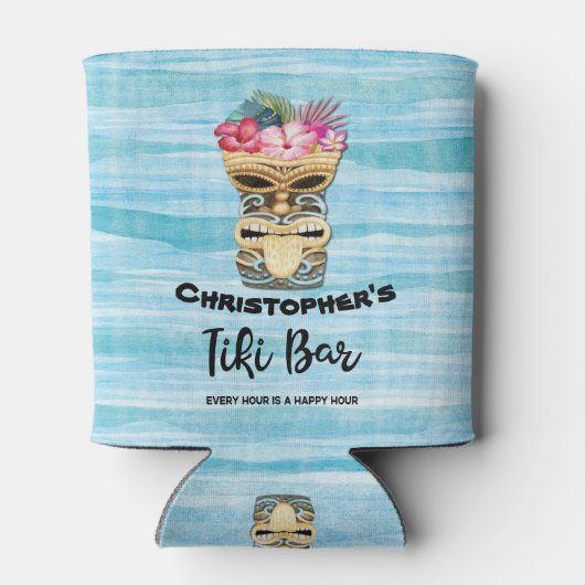 Grappig eiland Luau Tiki Monogram Blikjeskoeler (Achterkant)