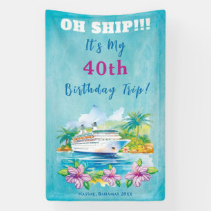 Grappig eiland strand 40e verjaardag cruise schip  spandoek