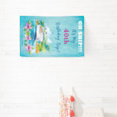 Grappig eiland strand 40e verjaardag cruise schip  spandoek (Insitu)