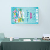 Grappig eiland strand 40e verjaardag cruise schip  spandoek (Beurs)