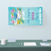 Grappig eiland strand 60e verjaardag cruise schip  spandoek (Beurs)