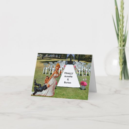 Grappig eindelijk bruiloft paar dank u kaart (Voorkant)