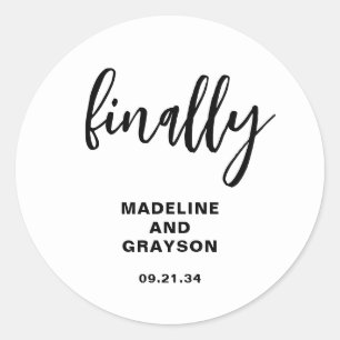 Grappig eindelijk Casual bruiloft Ronde Sticker