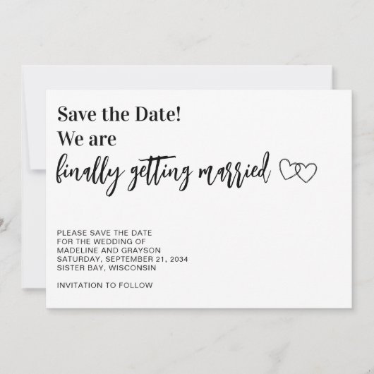 Grappig Eindelijk Getrouwd Save The Date (Voorkant)