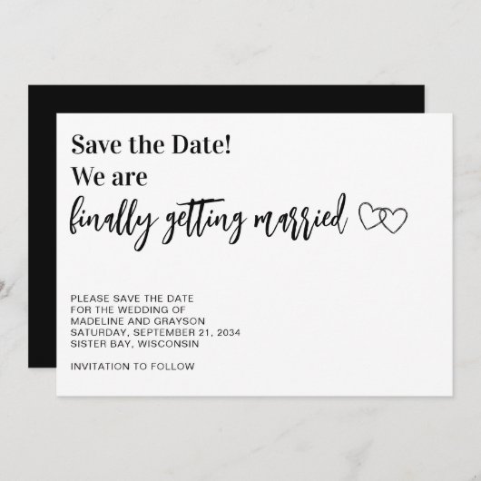Grappig Eindelijk Getrouwd Save The Date (Voorkant / Achterkant)