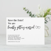 Grappig eindelijk trouwen save the date (Staand voorkant)
