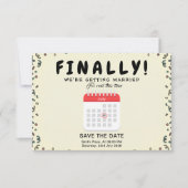 Grappig Eindelijk Trouwen Uitgestelde Bruiloft Save The Date (Voorkant)