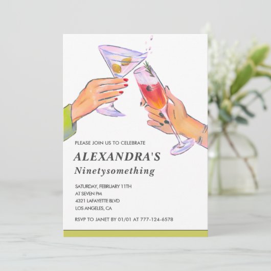 Grappig Elegant  Cocktail 99ste verjaardag Kaart (Staand voorkant)