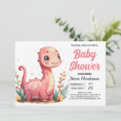 Grappig Elegant Custom Dinosaur Meisje Baby shower Kaart (Staand voorkant)