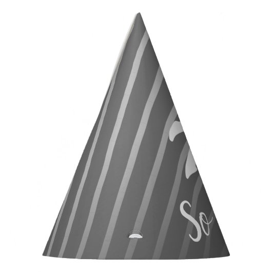 Grappig Elegant Grey Stripe Pattern Man 70 Verjaar Feesthoedjes (Links)