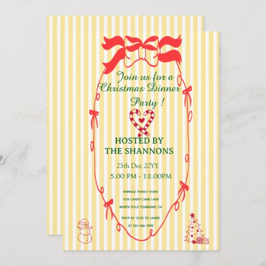 Grappig Elegant Kerstfeest Kaart (Voorkant / Achterkant)