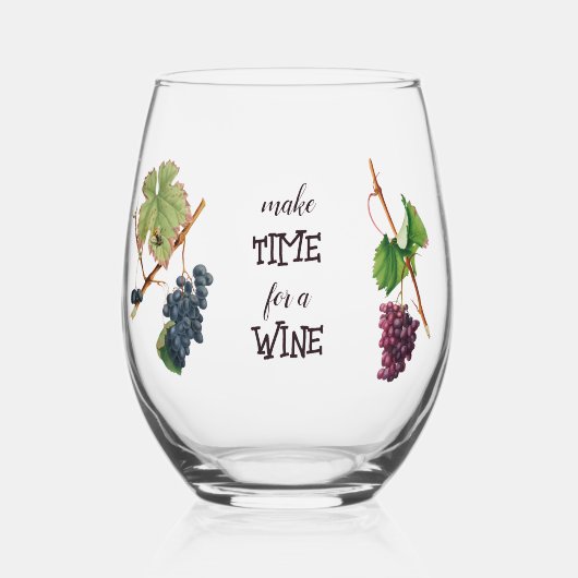Grappig Elegant Maak Tijd voor een Wijn Wijnglas Zonder Voet (Voorkant)