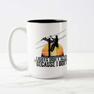 Grappig elektricien & nutsbedrijf werknemer cadeau tweekleurige koffiemok