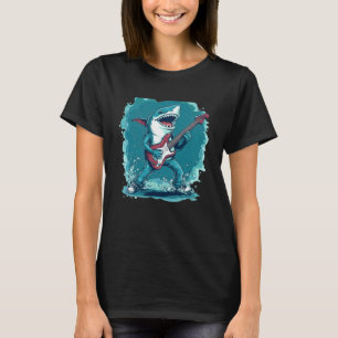 Grappig Elektrische Gitaar Haai Kostuum voor Rocki T-shirt