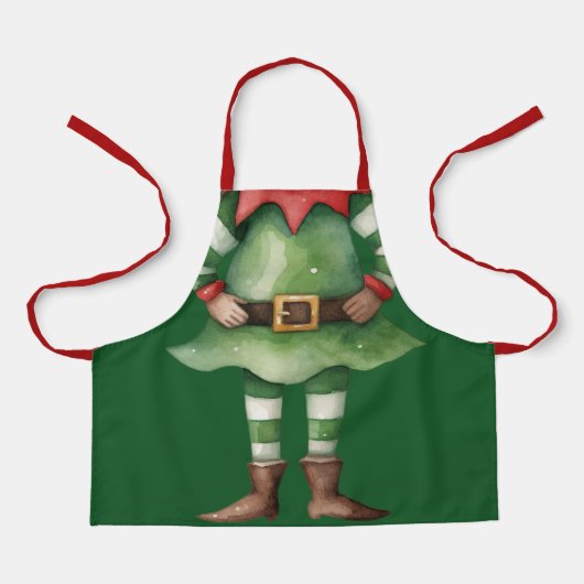 Grappig Elf Lichaam Kerstmis Schort (Voorkant)
