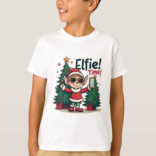 Grappig Elfie Kerst Shirt voor Kinderen (Voorkant)