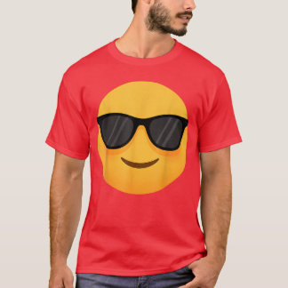 Grappig Emoticon Cool Glimlachend Gezicht met Zonn T-shirt