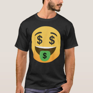Grappig Emoticon Dollar Mond Gezicht met Geldteken T-shirt