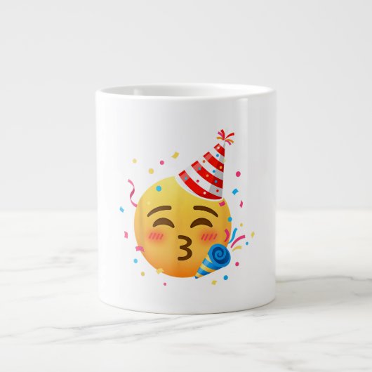 Grappig Emoticon Feestje Grote Koffiekop (Voorkant)