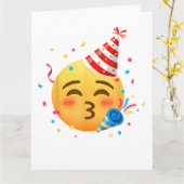 Grappig Emoticon Feestje Kaart (Gele Bloem)