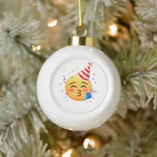 Grappig Emoticon Feestje Keramische Bal Ornament (Boom)