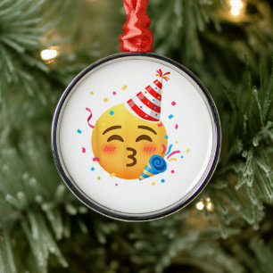 Grappig Emoticon Feestje Metalen Ornament
