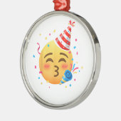 Grappig Emoticon Feestje Metalen Ornament (Links)