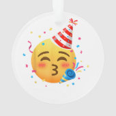 Grappig Emoticon Feestje Ornament (achterkant)