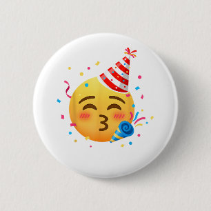Grappig Emoticon Feestje Ronde Button 5,7 Cm