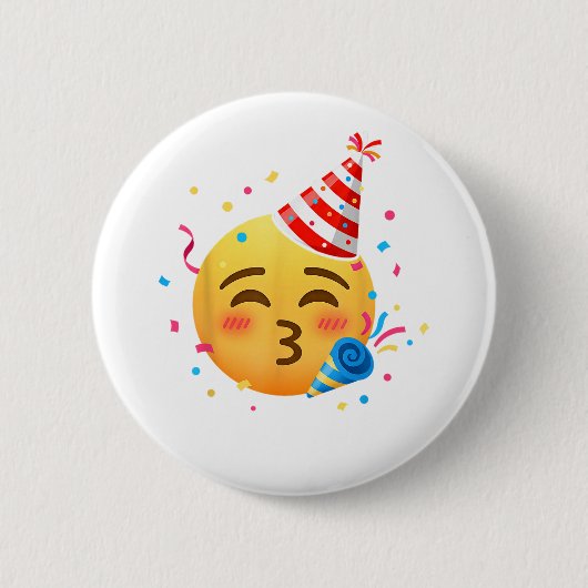 Grappig Emoticon Feestje Ronde Button 5,7 Cm (Voorkant)