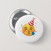 Grappig Emoticon Feestje Ronde Button 5,7 Cm (Voorkant /achterkant)
