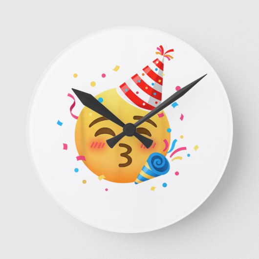 Grappig Emoticon Feestje Ronde Klok (Voorkant)