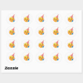 Grappig Emoticon Feestje Ronde Sticker (Vel)