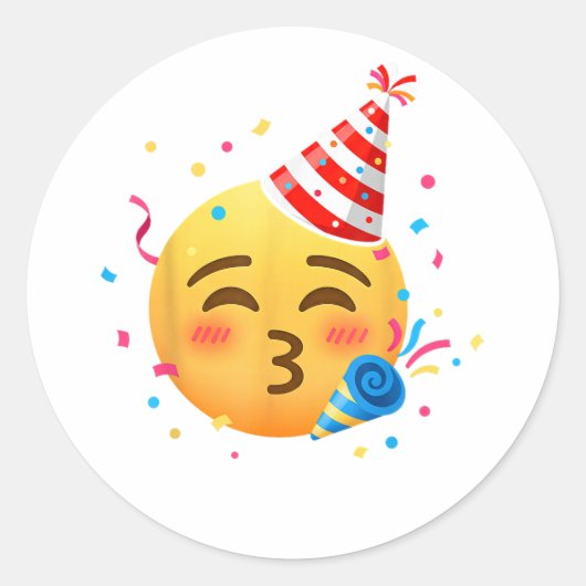 Grappig Emoticon Feestje Ronde Sticker (Voorkant)