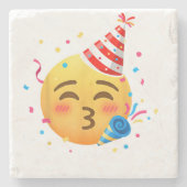 Grappig Emoticon Feestje Stenen Onderzetter (Voorkant)