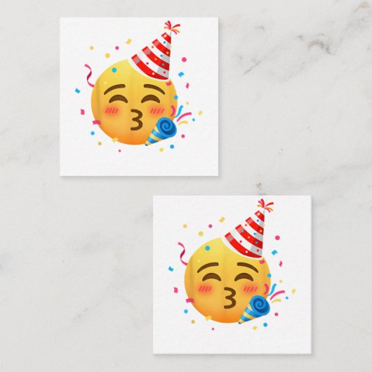Grappig Emoticon Feestje Vierkante Visitekaartje (Voorkant / Achterkant)