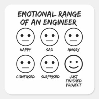 Grappig emotioneel bereik van een engineer fan gez vierkante sticker