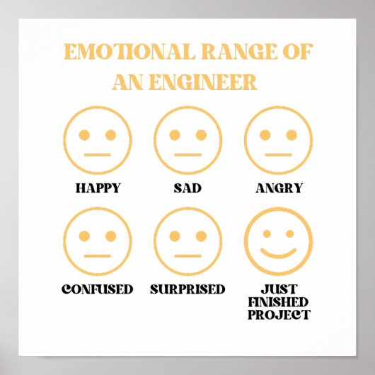 Grappig emotioneel bereik van een ingenieur poster (Voorkant)