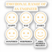 Grappig emotioneel bereik van een ingenieur sticker (Voorkant)