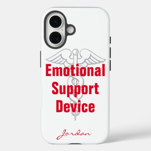 Grappig Emotioneel Steunapparaat met Naam Wit Case-Mate iPhone Case (Achterkant)