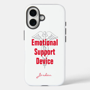 Grappig Emotioneel Steunapparaat met Naam Wit iPhone 16 Hoesje