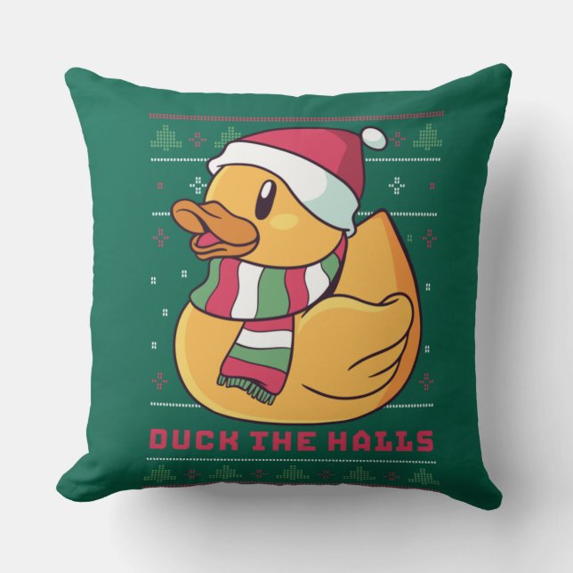 Grappig en Cute Duck Puns Merry Kerstmis Duck Kussen (Voorkant)