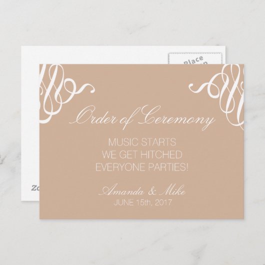 Grappig en eenvoudig huwelijksprogramma briefkaart (Voorkant / Achterkant)