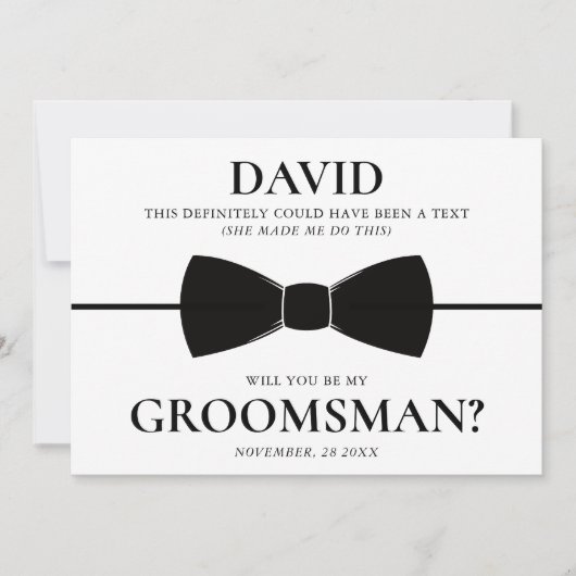Grappig en Elegant Custom Groomsman Proposal Kaart (Voorkant)