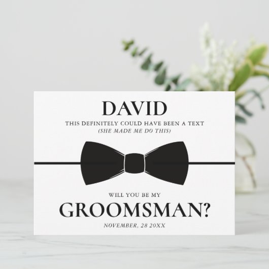 Grappig en Elegant Custom Groomsman Proposal Kaart (Staand voorkant)