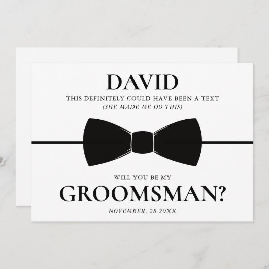 Grappig en Elegant Custom Groomsman Proposal Kaart (Voorkant / Achterkant)