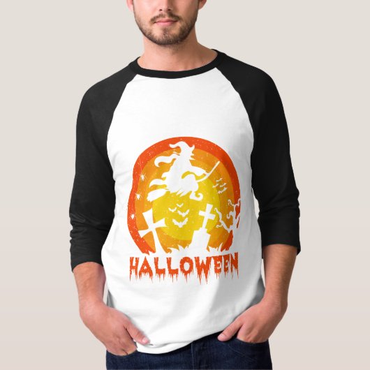 Grappig en eng Halloween heksenkostuum T-shirt (Voorkant)