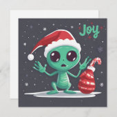 Grappig en eng Kerstmis Groene Alien Feestdagenkaart (Voorkant / Achterkant)