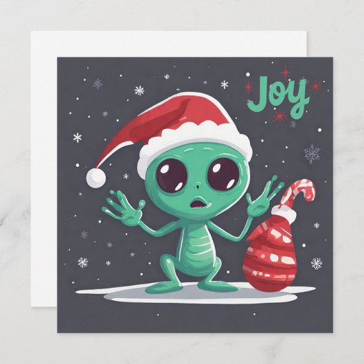 Grappig en eng Kerstmis Groene Alien Feestdagenkaart (Voorkant / Achterkant)